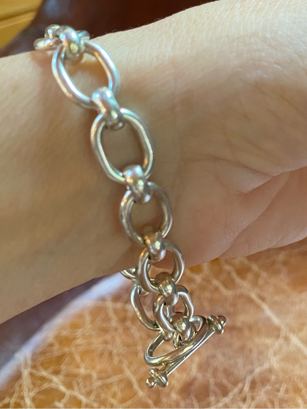 8” Sterling Silver 28g Chunky Oval Link Toggle Bracelet | Heavy 925 Chain